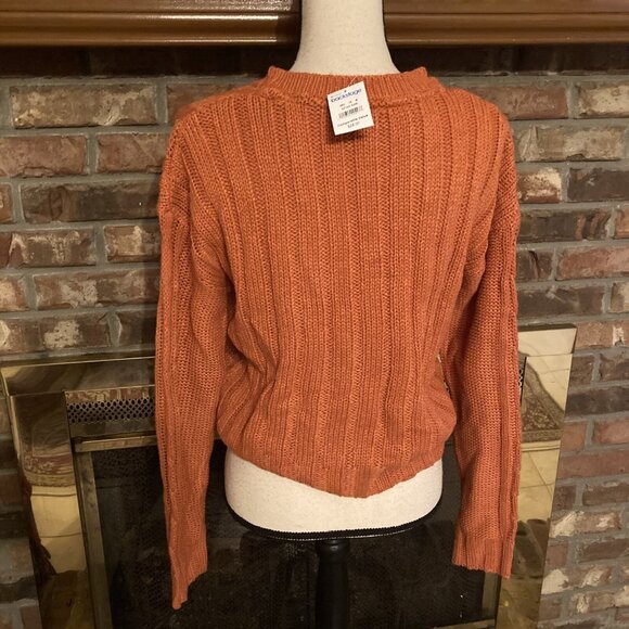 Derek Heart Orange Knit Sweater Size Small Cropped NWT - Picture 3 of 6